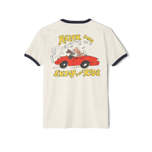 Relax and Enjoy the Ride Unisex Cotton Ringer T-Shirt