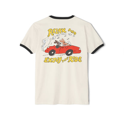 Relax and Enjoy the Ride Unisex Cotton Ringer T-Shirt